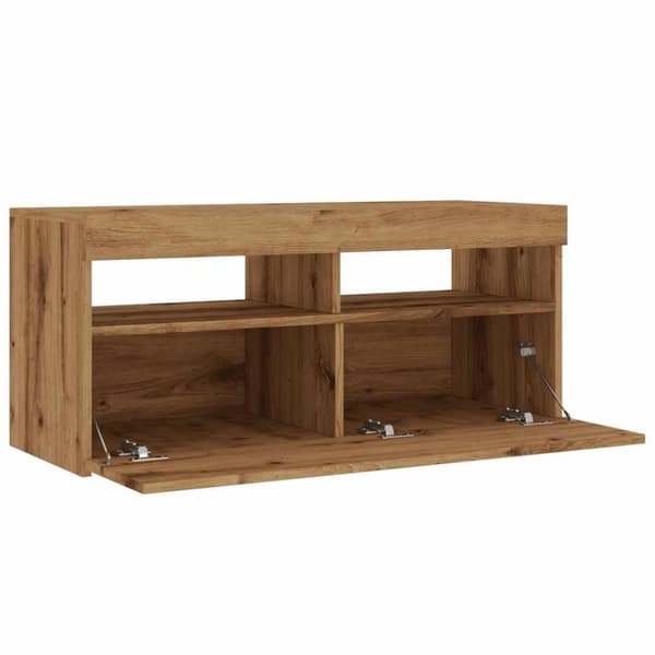 vidaXL TV-benk med LED-lys artisan eik 90x35x40 cm konstruert tre
