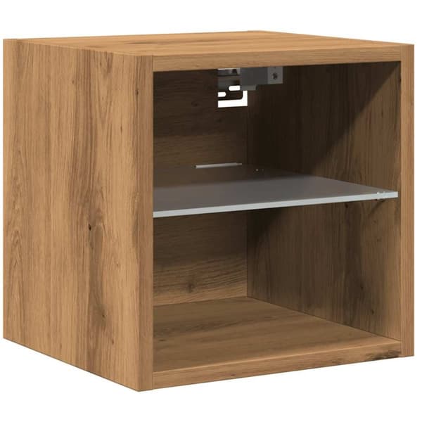 vidaXL Vegghengt TV-benk med LED 2 stk artisan eik 30x28,5x30 cm
