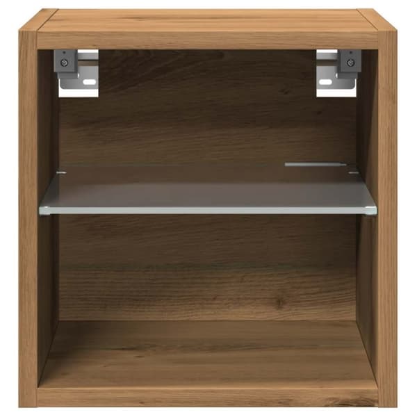 vidaXL Vegghengt TV-benk med LED 2 stk artisan eik 30x28,5x30 cm