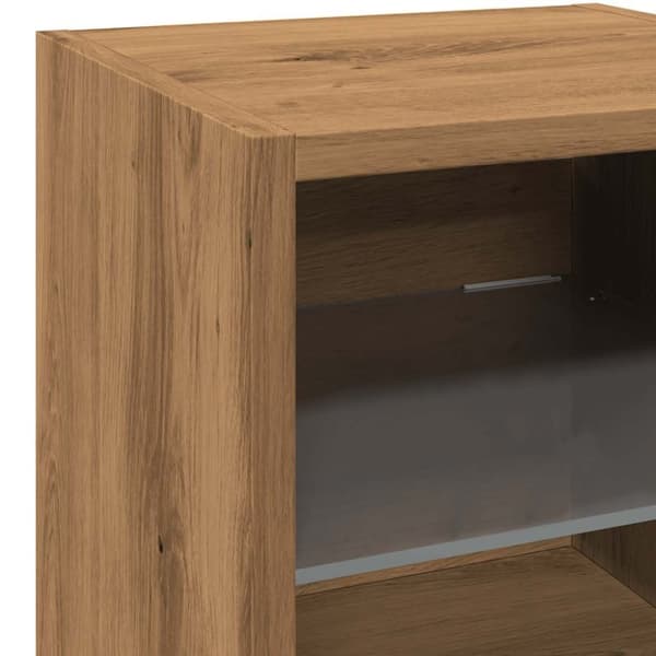 vidaXL Vegghengt TV-benk med LED 2 stk artisan eik 30x28,5x30 cm