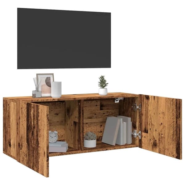 vidaXL Vegghengt TV-benk gammelt tre 100x30x41 cm