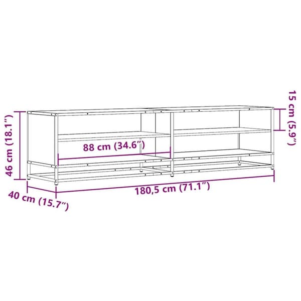 vidaXL Tv-bänk rökfärgad ek 180,5x40x46 cm konstruerat trä