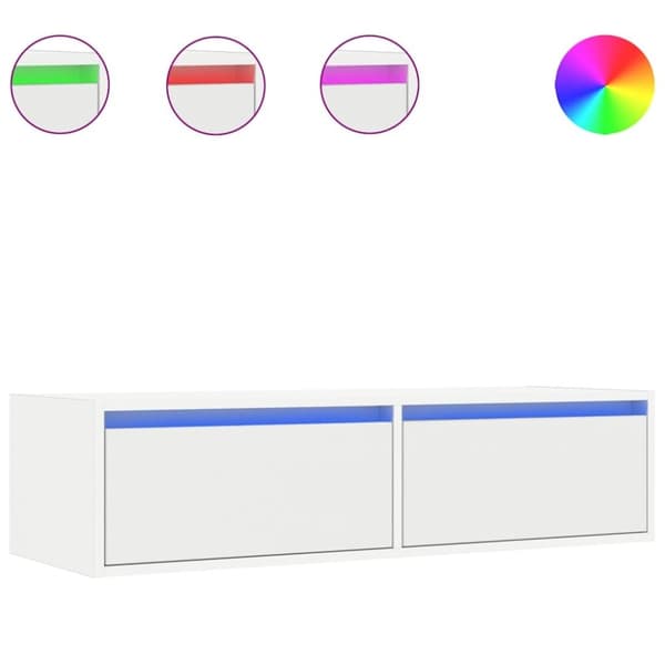 vidaXL Tv-bänk med LED-belysning vit 100X35,5x25 cm