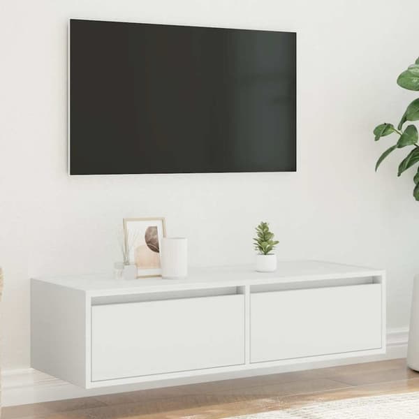 vidaXL Tv-bänk med LED-belysning vit 100X35,5x25 cm