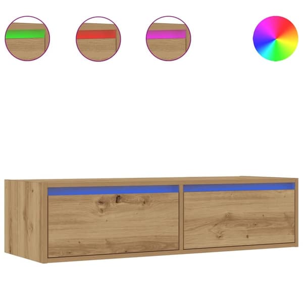 vidaXL Tv-bänk med LED-belysning artisan ek 100X35,5x25 cm