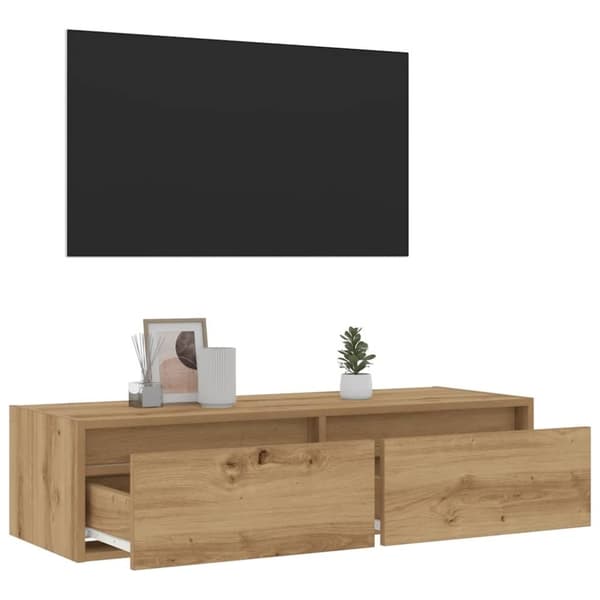 vidaXL Tv-bänk med LED-belysning artisan ek 100X35,5x25 cm