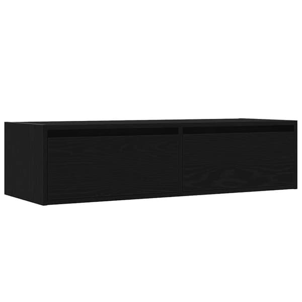 vidaXL TV-benk med LED-lys svart eik 100X35,5x25 cm