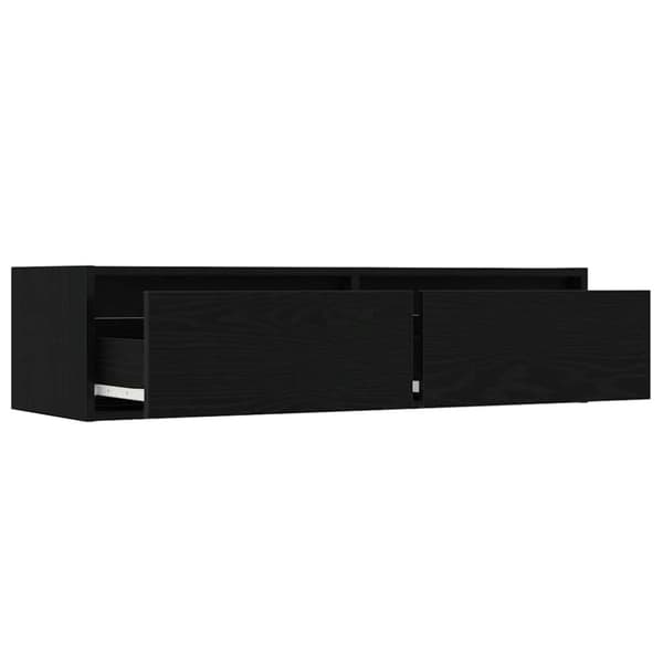 vidaXL TV-benk med LED-lys svart eik 100X35,5x25 cm