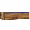 Miniatyrbilde 4 av 11: vidaXL TV-benk med LED-lys gammelt tre 100X35,5x25 cm