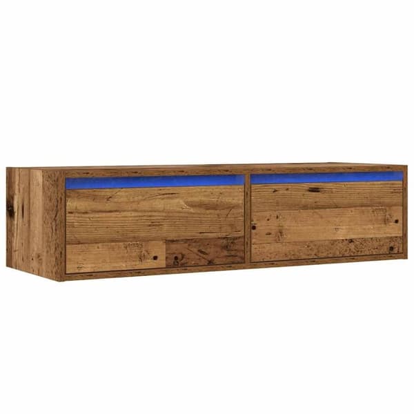 vidaXL TV-benk med LED-lys gammelt tre 100X35,5x25 cm