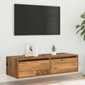 Miniatyrbilde 5 av 11: vidaXL TV-benk med LED-lys gammelt tre 100X35,5x25 cm