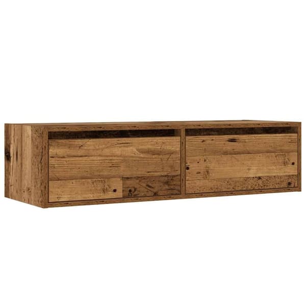 vidaXL TV-benk med LED-lys gammelt tre 100X35,5x25 cm