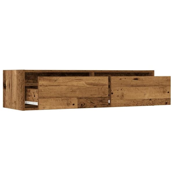 vidaXL TV-benk med LED-lys gammelt tre 100X35,5x25 cm