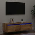Miniatyrbilde 2 av 11: vidaXL TV-benk med LED-lys gammelt tre 100X35,5x25 cm