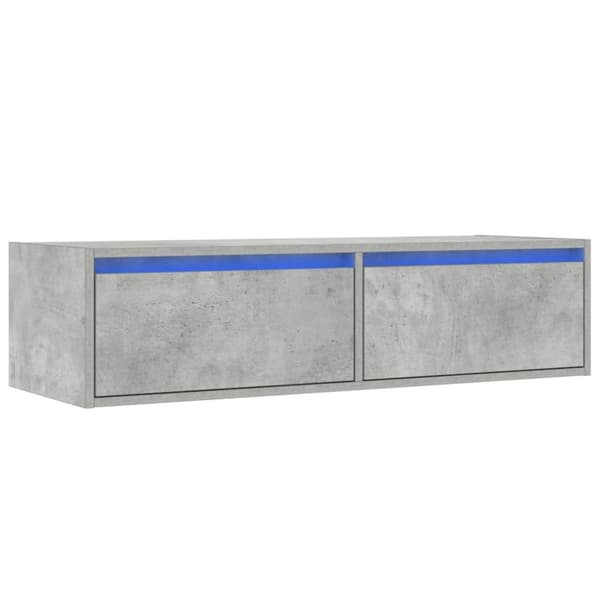 vidaXL TV-benk med LED-lys betonggrå 100X35,5x25 cm