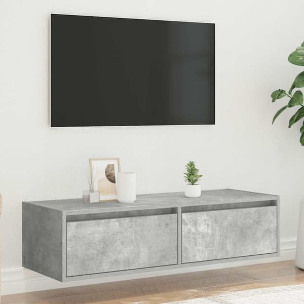 vidaXL TV-benk med LED-lys betonggrå 100X35,5x25 cm