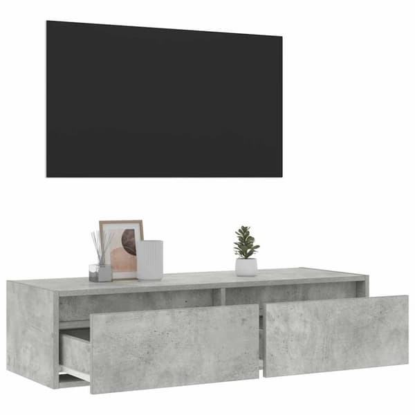 vidaXL TV-benk med LED-lys betonggrå 100X35,5x25 cm