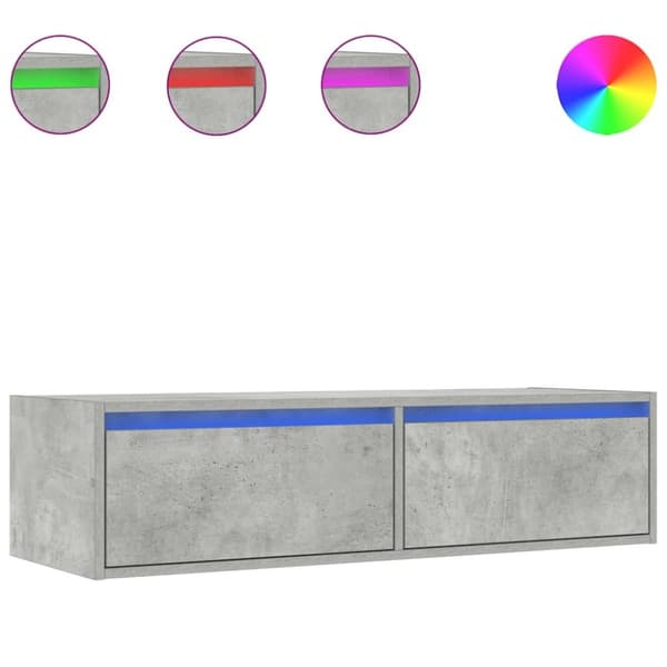 vidaXL TV-benk med LED-lys betonggrå 100X35,5x25 cm