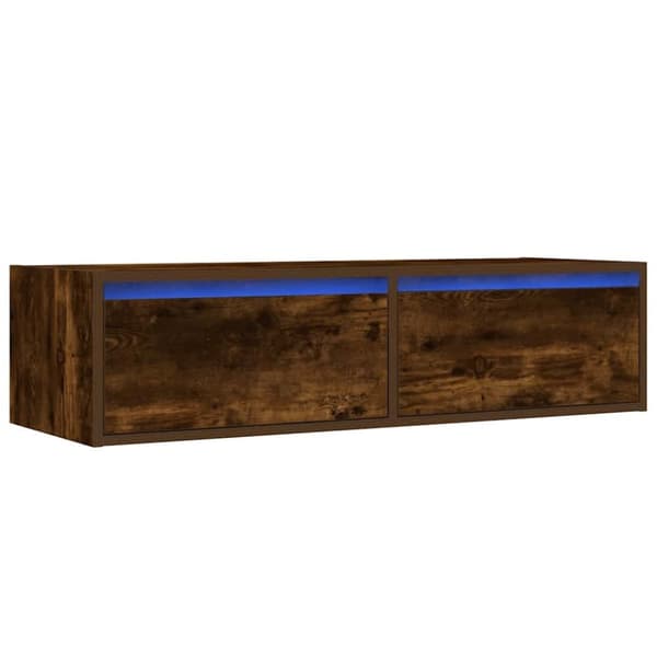 vidaXL Tv-bänk med LED-belysning rökfärgad ek 100X35,5x25 cm