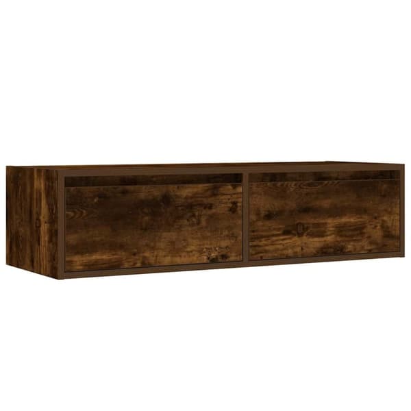 vidaXL Tv-bänk med LED-belysning rökfärgad ek 100X35,5x25 cm