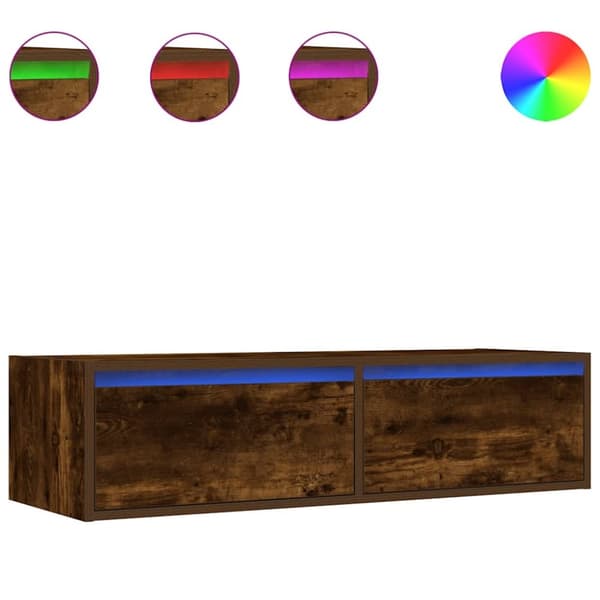 vidaXL Tv-bänk med LED-belysning rökfärgad ek 100X35,5x25 cm