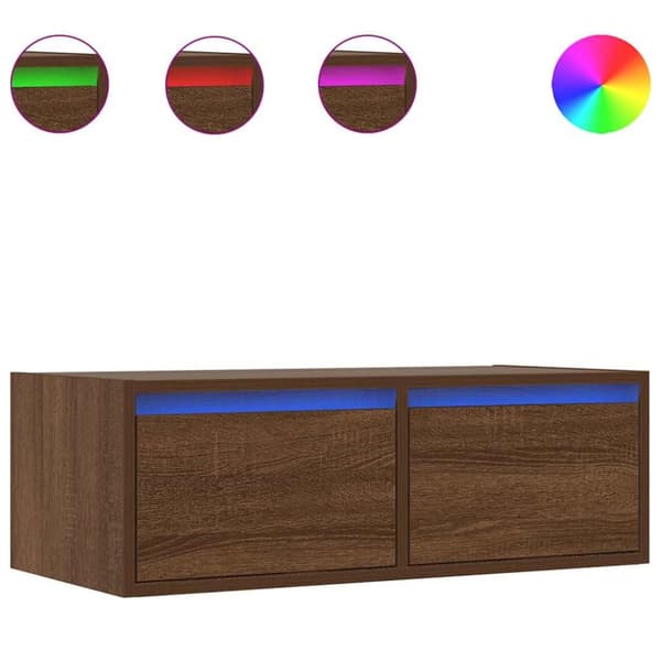 vidaXL Tv-bänk med LED-belysning brun ek 75x35,5x25 cm