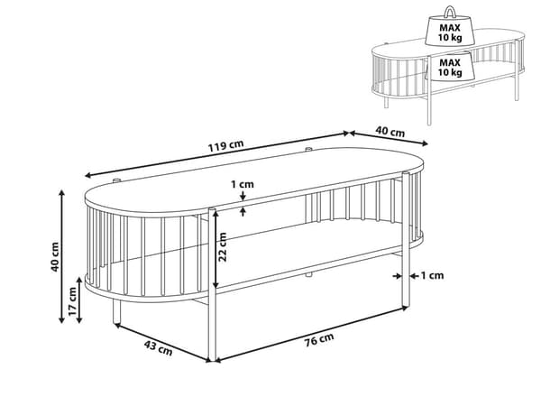 TV-møbel sort MDF 119 x 40 cm TV-bord