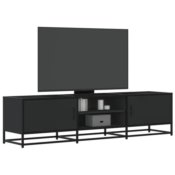 Tv-bänk svart 160x35x41 cm konstruerat trä och metall