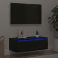 Miniatyrbild 1 av 2: Tv-bänk med LED-belysning svart 75x35,5x25 cm