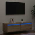 Miniatyrbild 1 av 2: Tv-bänk med LED-belysning sonoma ek 100X35,5x25 cm