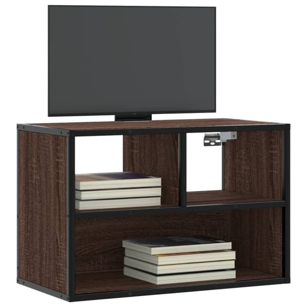 Tv-bänk brun ek 60x31x39,5 cm konstruerat trä och metall