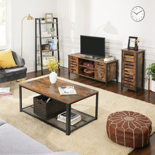 Tv-bord med hylder og 2 skabe