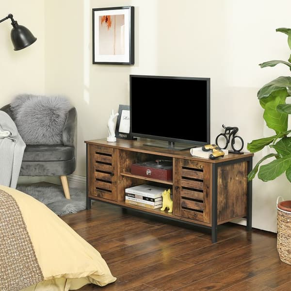 Tv-bord med hylder og 2 skabe
