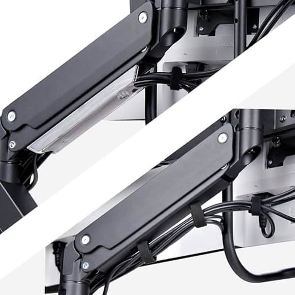 StarTech.com Crossbar Trippelbildskärm skrivbordsfäste för upp till tre 27-tums skärmar, VESA 75x75/100x100, armjusteringar utan verktyg