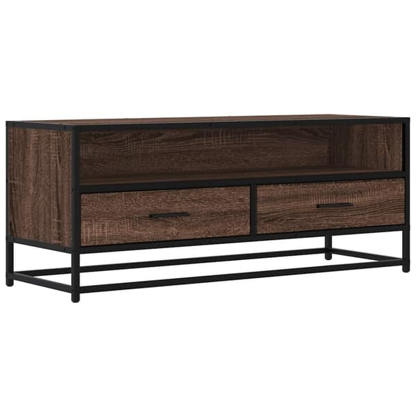 vidaXL TV-benk brun eik 100x34,5x40 cm konstruert tre og metall
