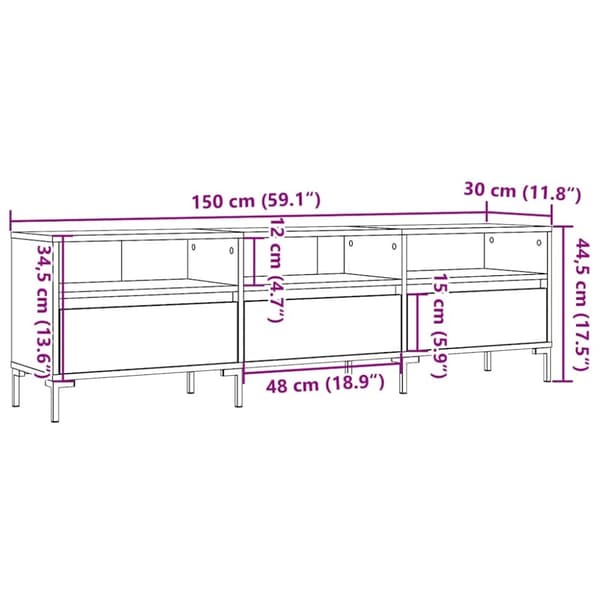 vidaXL tv-bord 150x30x44,5 cm konstrueret træ kunsteg