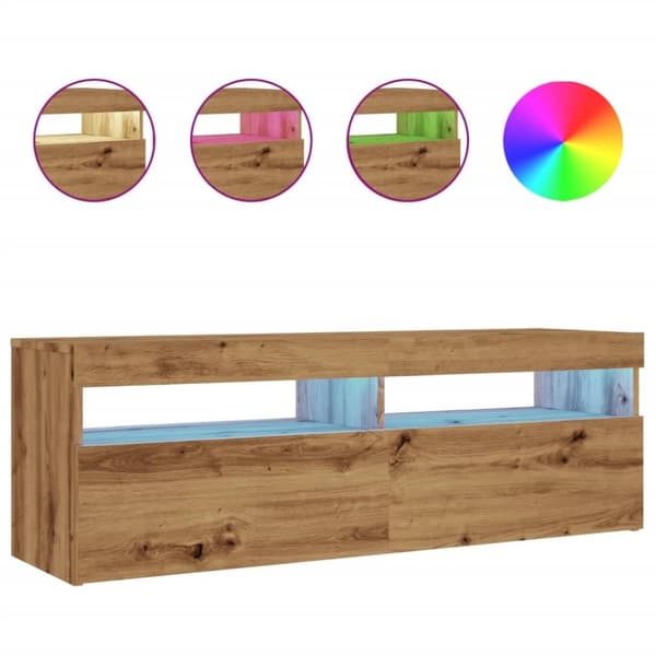 vidaXL TV-benk med LED-lys artisan eik 120x35x40 cm konstruert tre