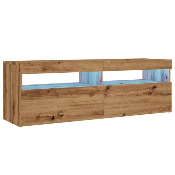 vidaXL TV-benk med LED-lys artisan eik 120x35x40 cm konstruert tre