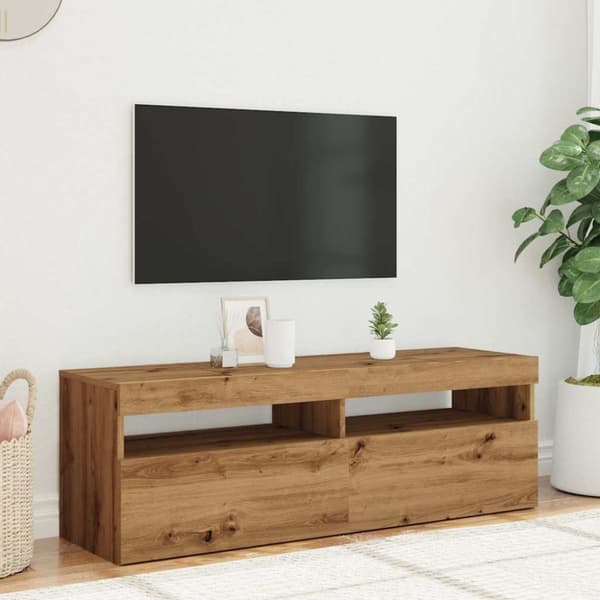 vidaXL TV-benk med LED-lys artisan eik 120x35x40 cm konstruert tre
