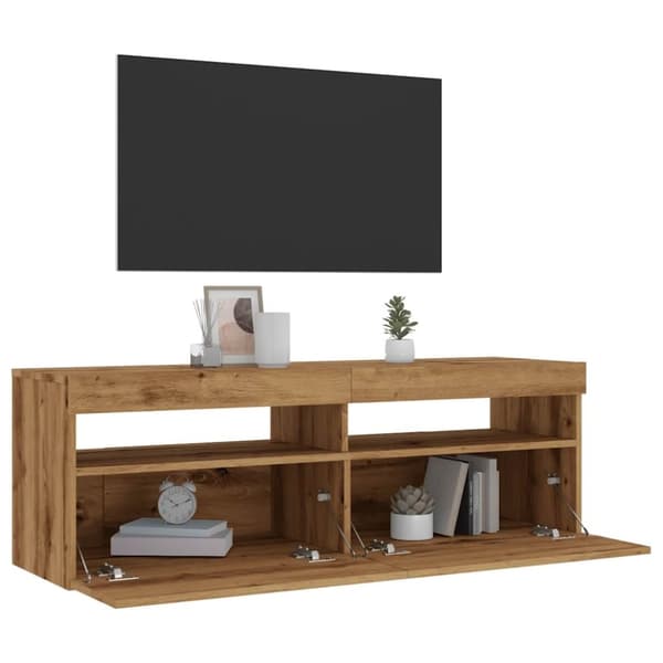 vidaXL TV-benk med LED-lys artisan eik 120x35x40 cm konstruert tre