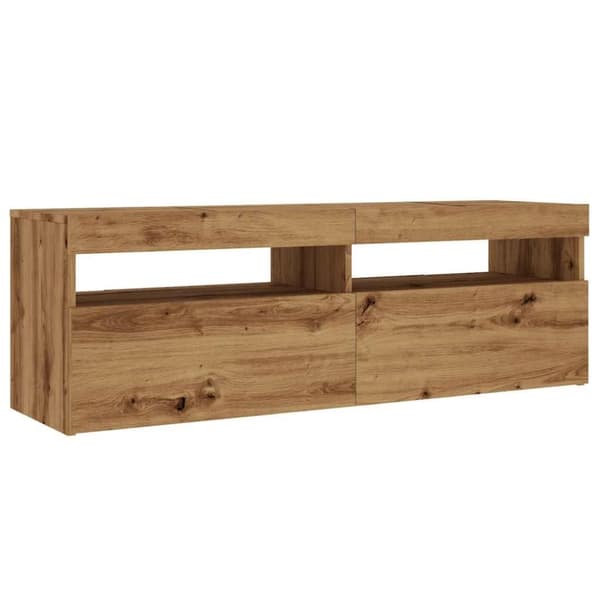 vidaXL TV-benk med LED-lys artisan eik 120x35x40 cm konstruert tre