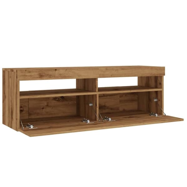 vidaXL TV-benk med LED-lys artisan eik 120x35x40 cm konstruert tre