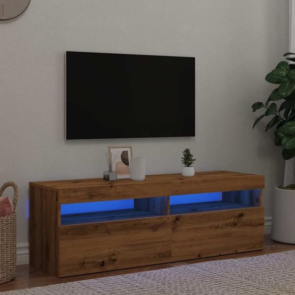 vidaXL TV-benk med LED-lys artisan eik 120x35x40 cm konstruert tre