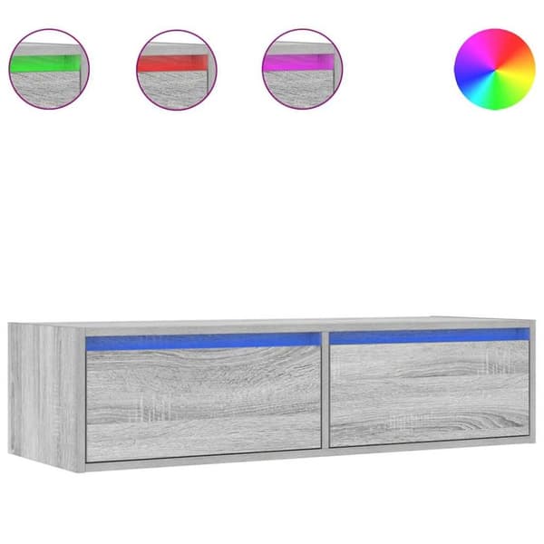 vidaXL tv-bord med LED-lys 100X35,5x25 cm grå sonoma-eg