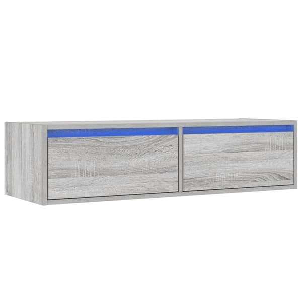 vidaXL tv-bord med LED-lys 100X35,5x25 cm grå sonoma-eg