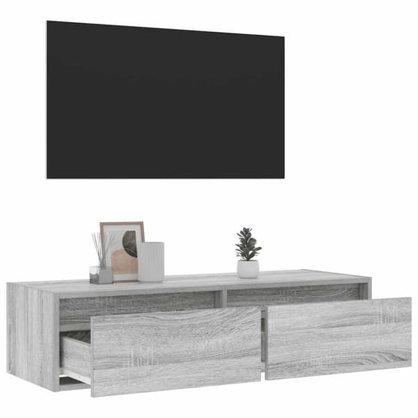 vidaXL tv-bord med LED-lys 100X35,5x25 cm grå sonoma-eg