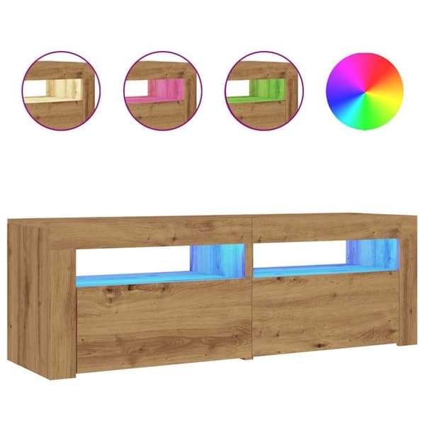 vidaXL TV-benk med LED-lys artisan eik 120x35x40 cm konstruert tre