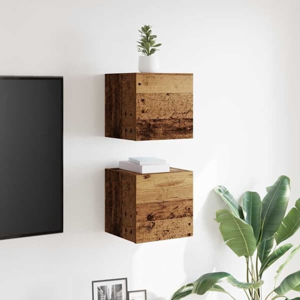 vidaXL Vegghengte TV-benker 2 stk gammelt tre 30,5x30x30 cm