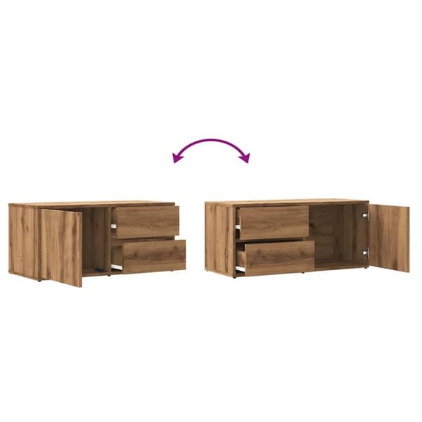 vidaXL TV-benk artisan eik 80x34x35,5 cm konstruert tre