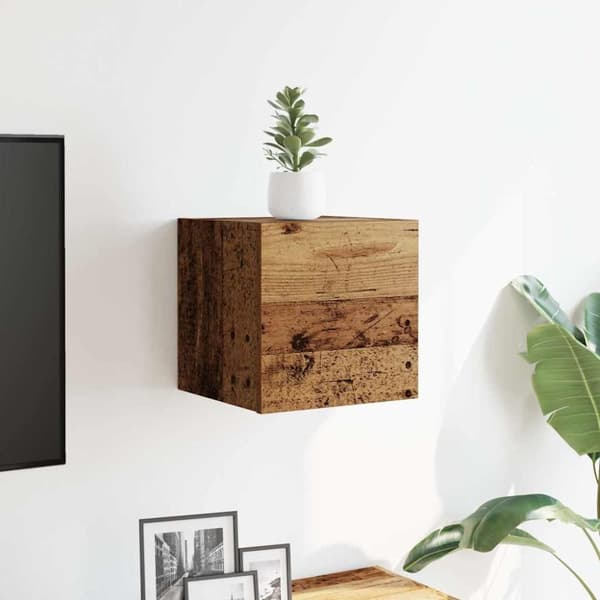 vidaXL Vegghengt TV-benk gammelt tre 30,5x30x30 cm